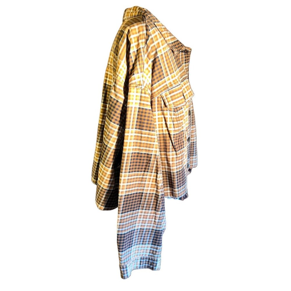 Plus Size Womens Plaid Button-Up Cropped Shirt 26/28W By Cato - Picture 6 of 11